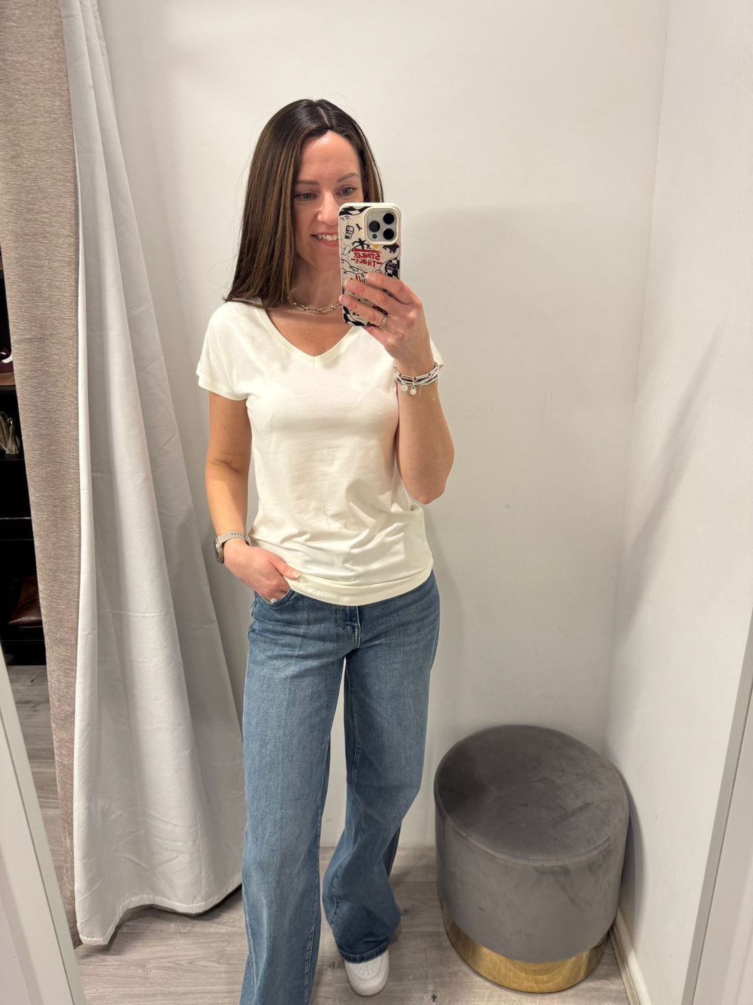 Pamila V Neck T-shirt - Off White