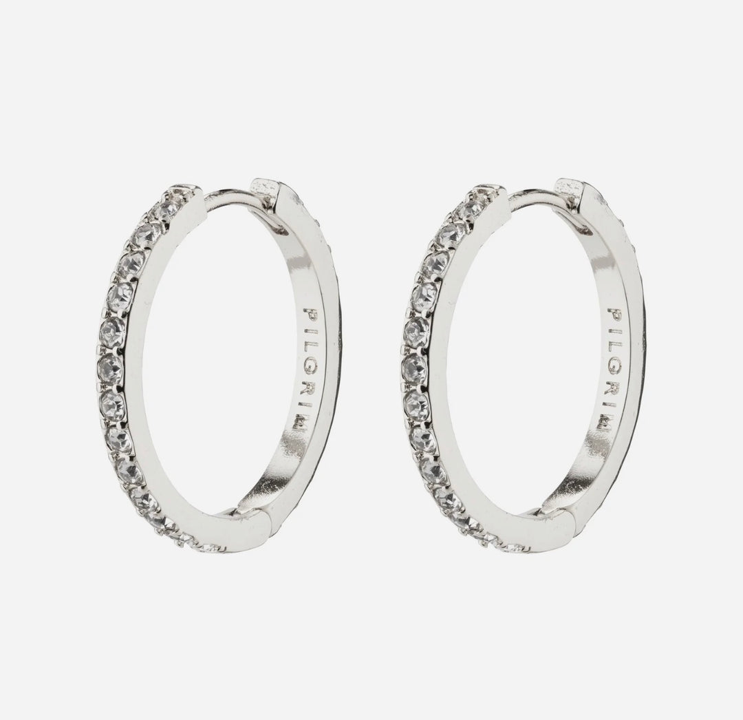Ebna Large Crystal Huggies - Silver Plated