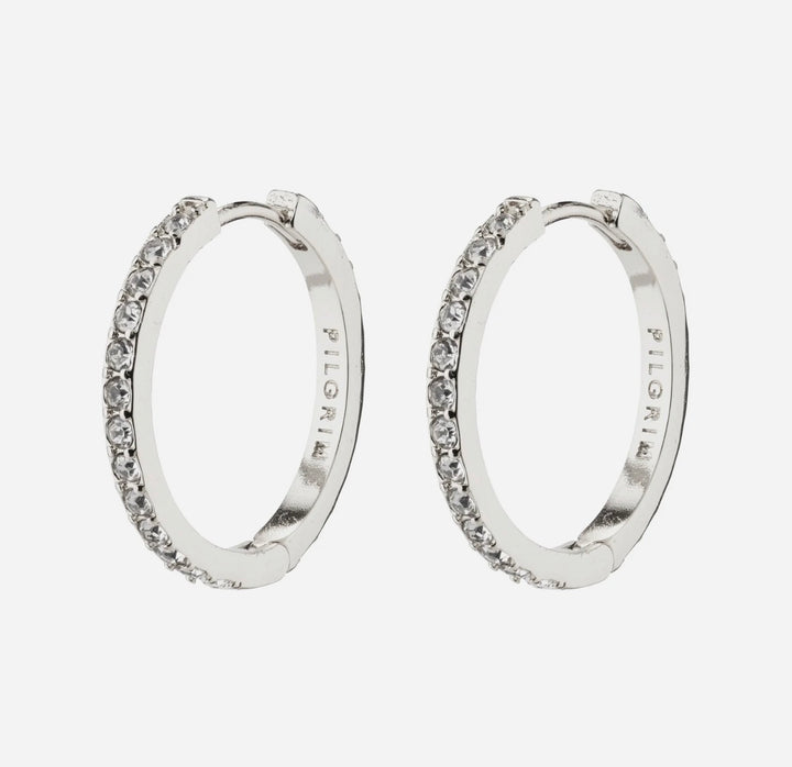 Ebna Large Crystal Huggies - Silver Plated