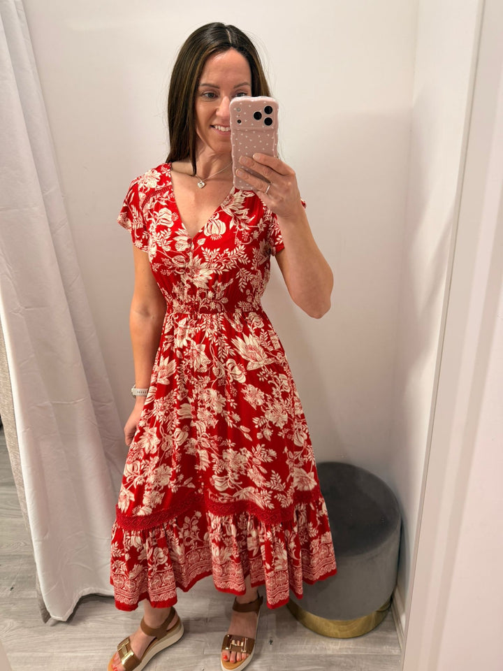 Ciara Midi Dress - Riviera Red