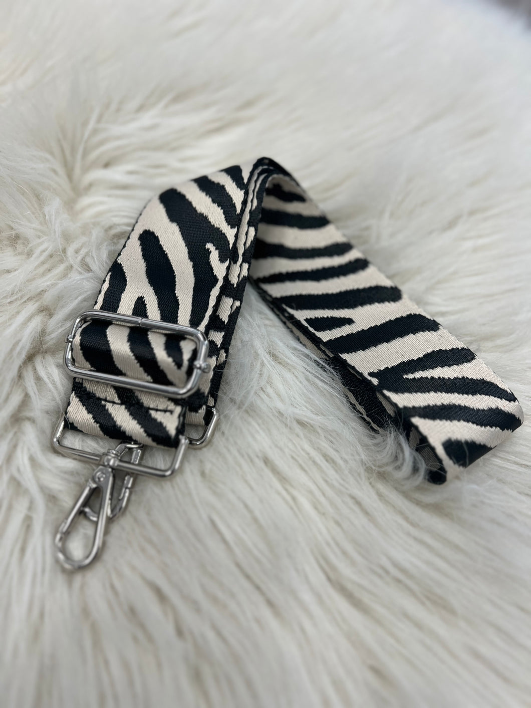 Statement Bag Strap - Beige Zebra