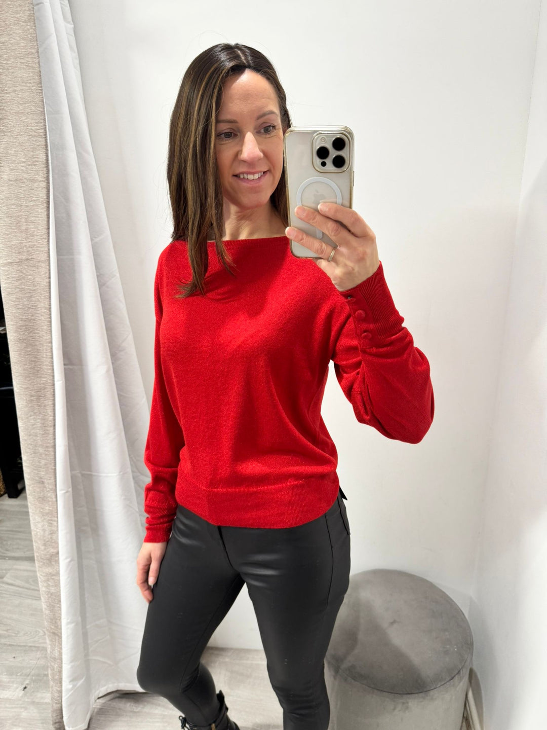 Mobbe Boatneck Jumper - Barbados Cherry