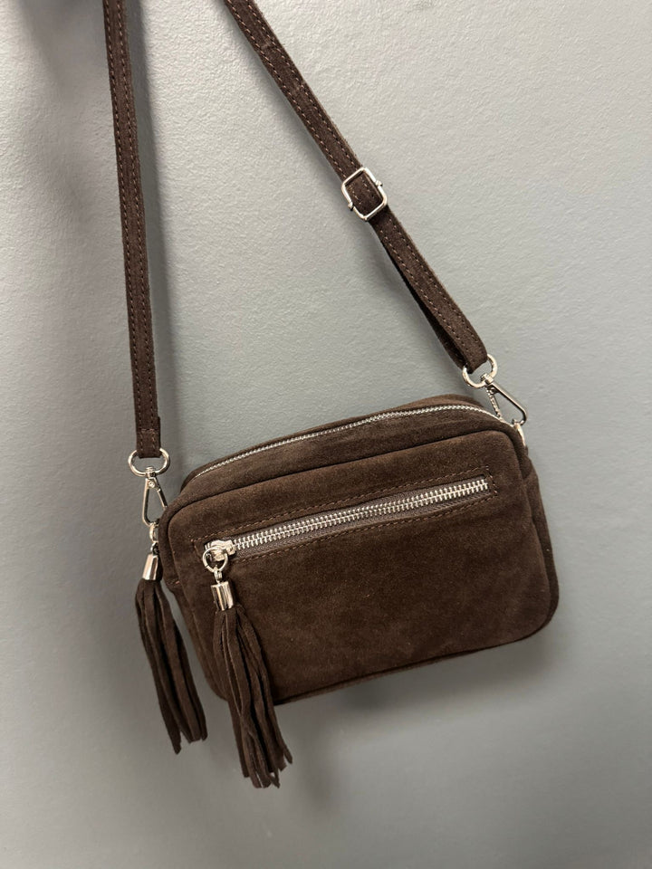 Suede Camera Bag - Chocolate