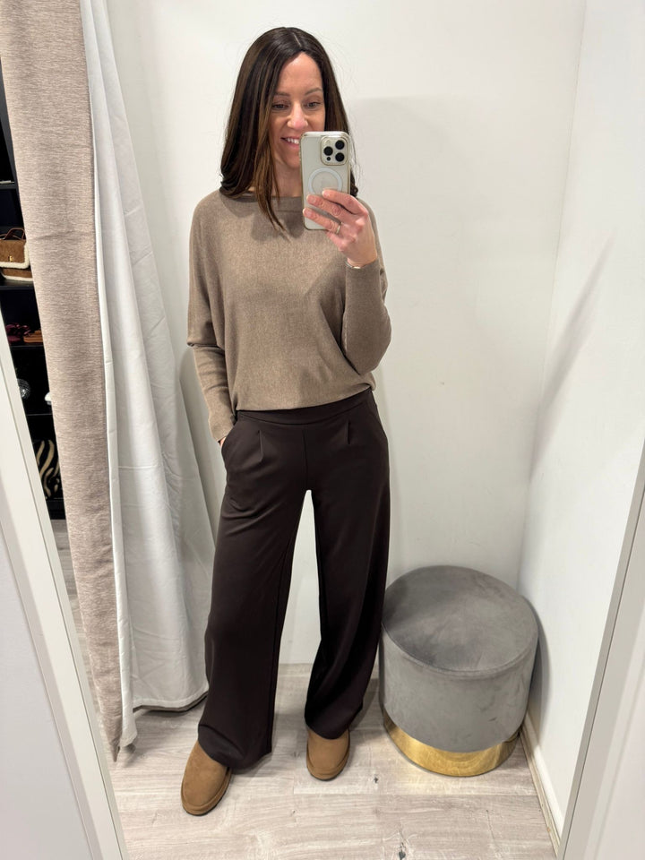 Kate Wide Leg Pants - Chocolate Torte