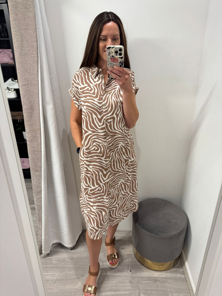 Falakka Shirt Dress - Animal Brown
