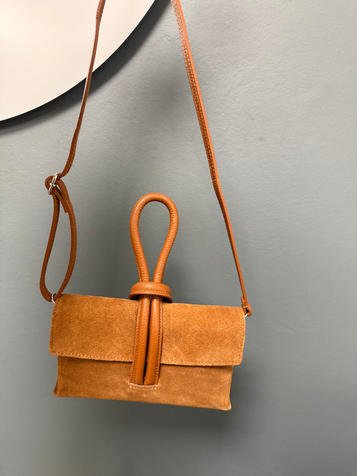 Betty Suede Loop Handle Bag - Tan
