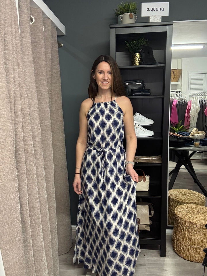 Joella Slip Dress - Blue Ikat