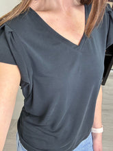 Load image into Gallery viewer, Perl Ruffle Sleeve Tee - Black
