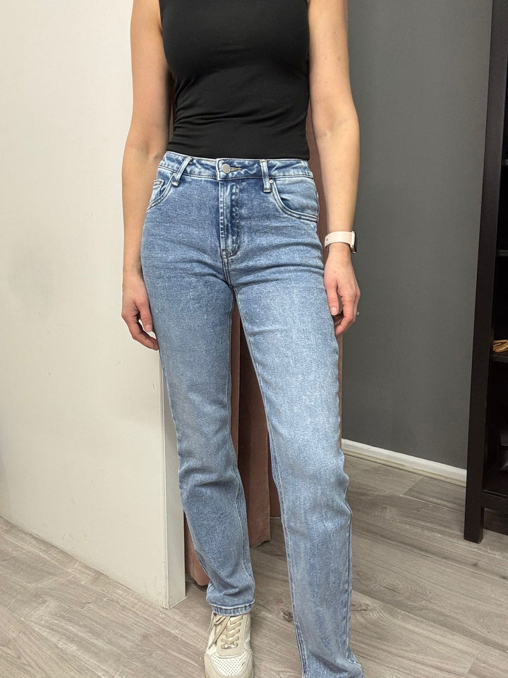 Toxik Evie Straight Leg Jeans - Mid Wash