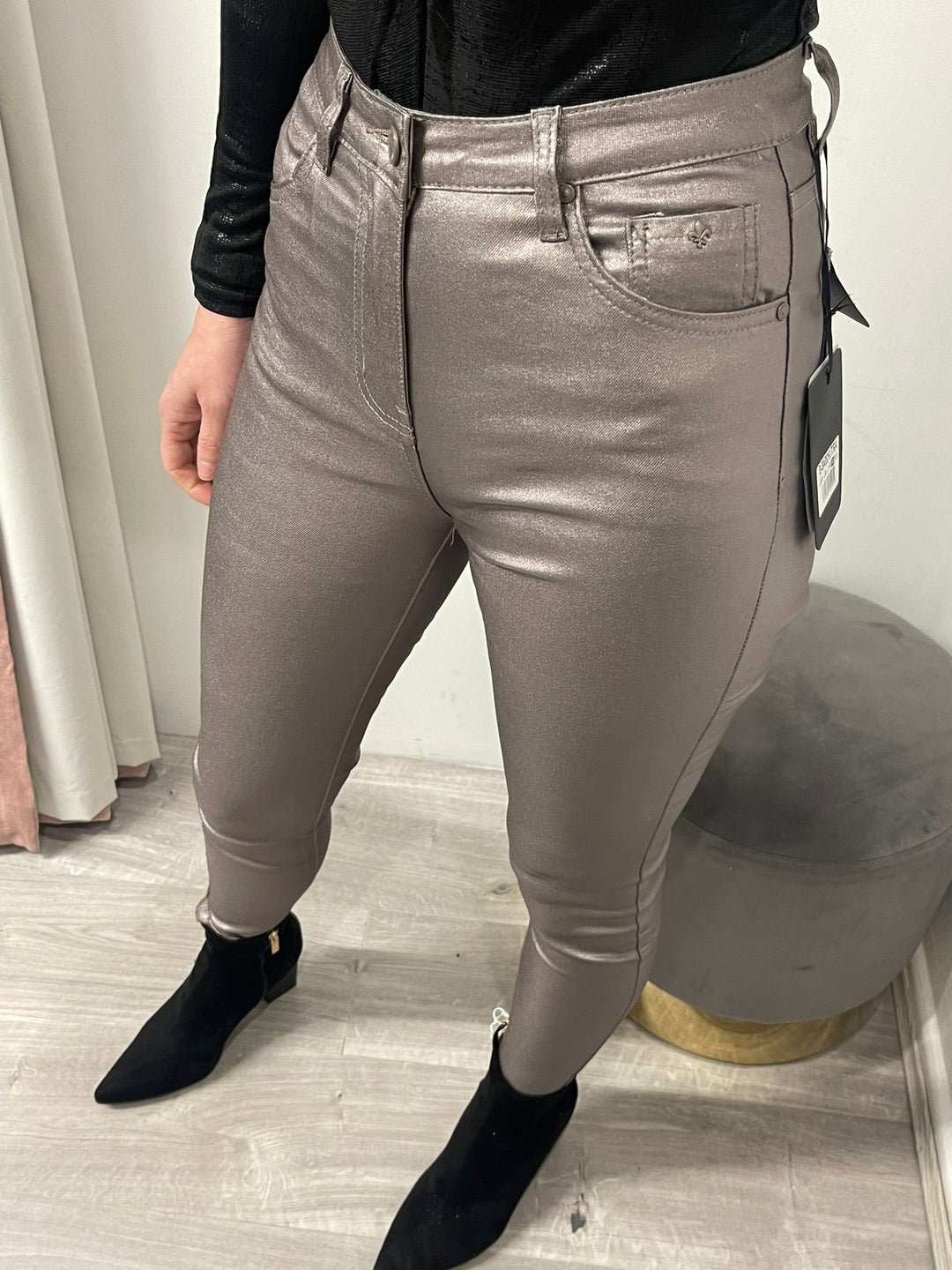 Toxik Leather Look Jeans - Silver