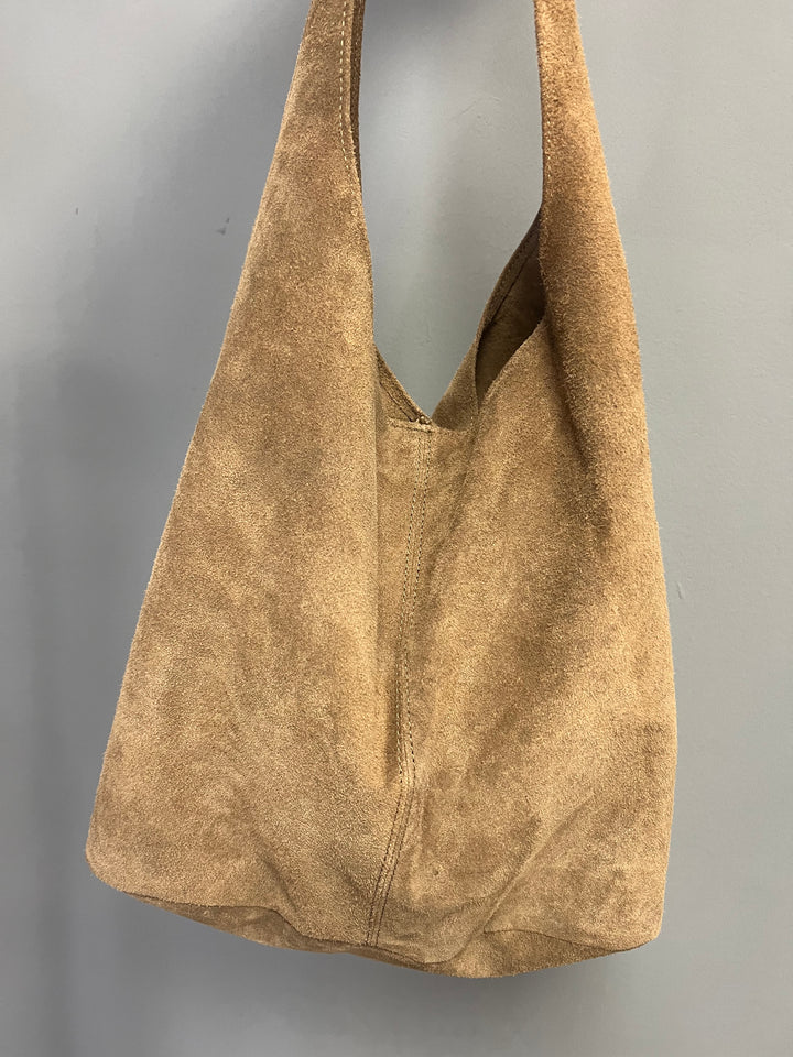 Ana Suede Slouch Bag - Taupe