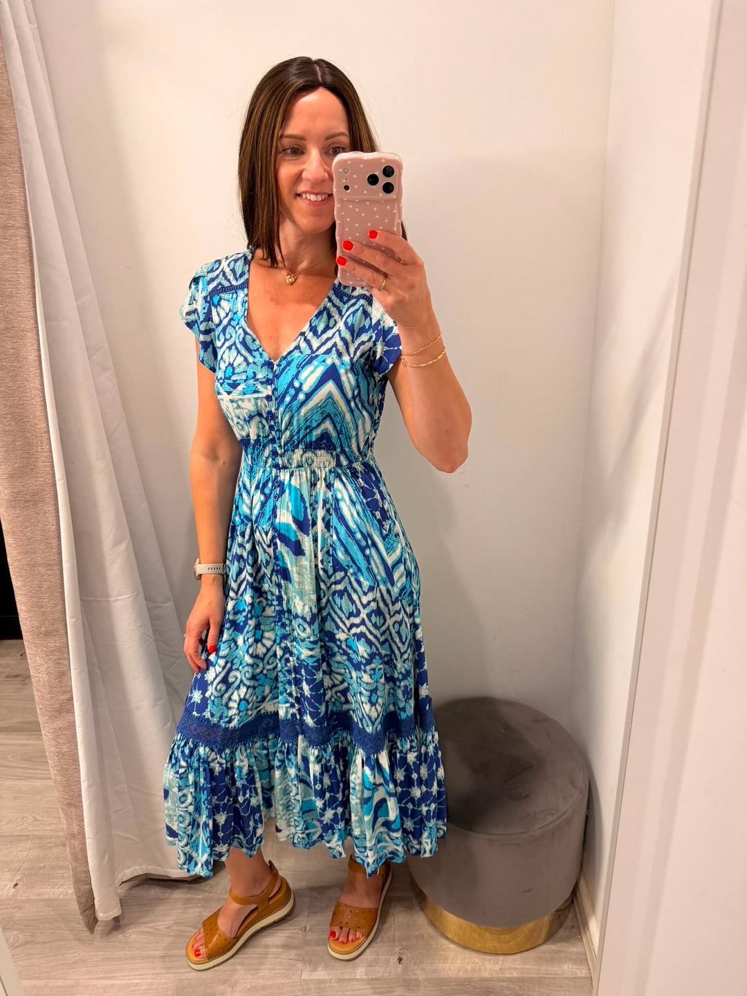 Ciara Midi Dress - Azure Wave