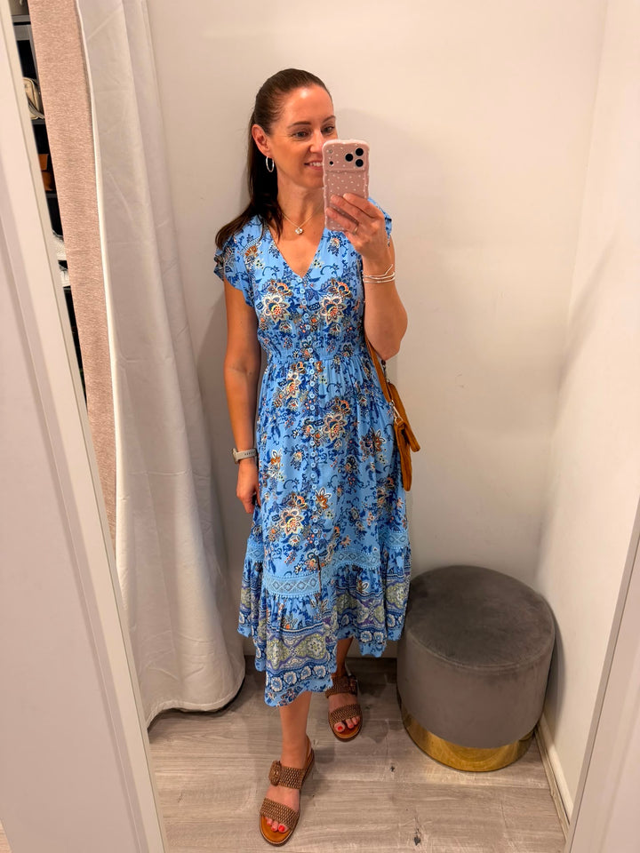 Ciara Midi Dress - Cornflower Bloom