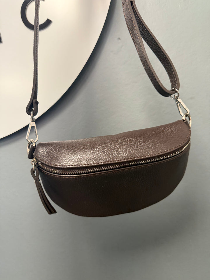 Mina Leather Bum Bag - Chocolate