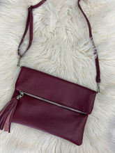 Load image into Gallery viewer, Tori Leather Foldover Clutch - Burgundy
