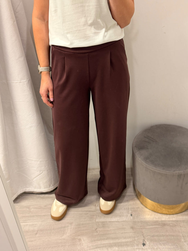 Kate Wide Leg Pants - Fudge