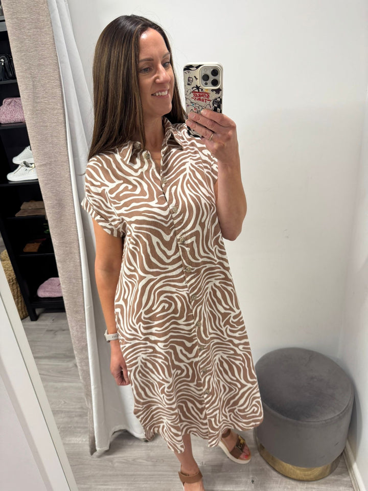 Falakka Shirt Dress - Animal Brown