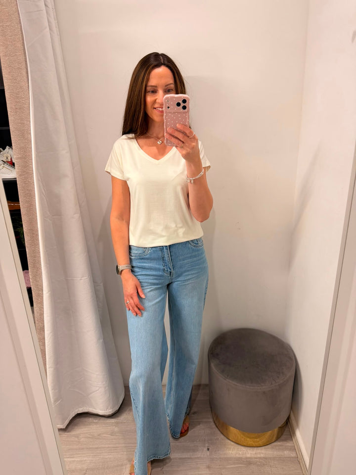 Pamila V Neck T-shirt - Off White