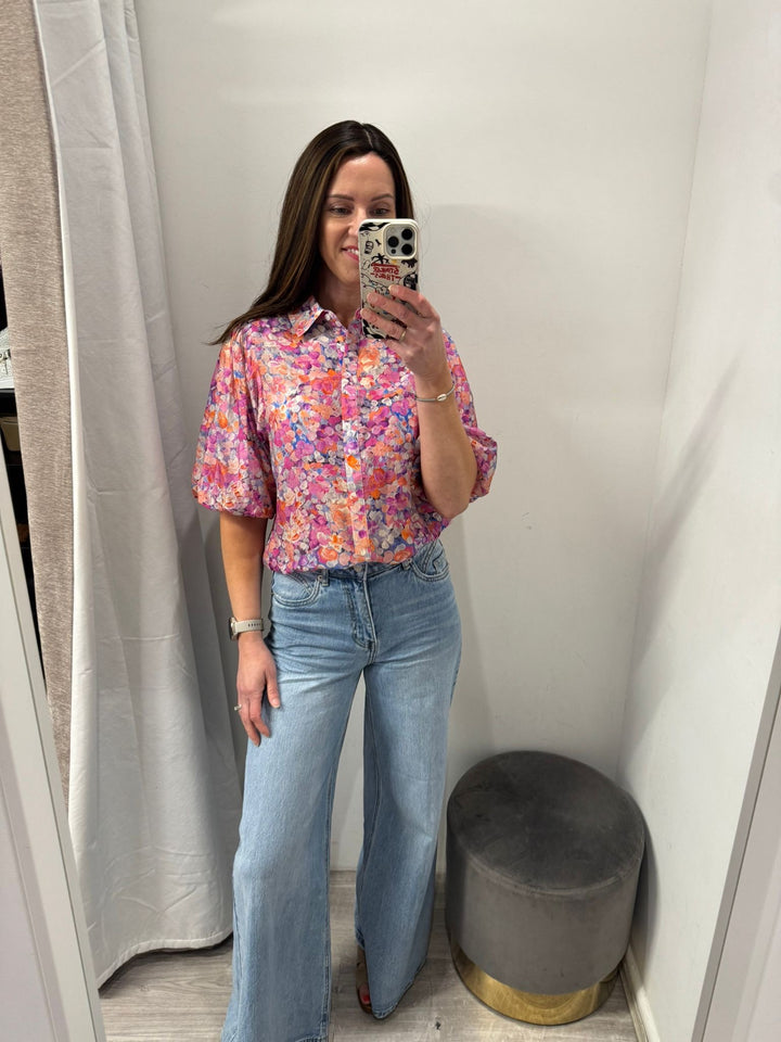 Elena Blouse - Pink Ditsy