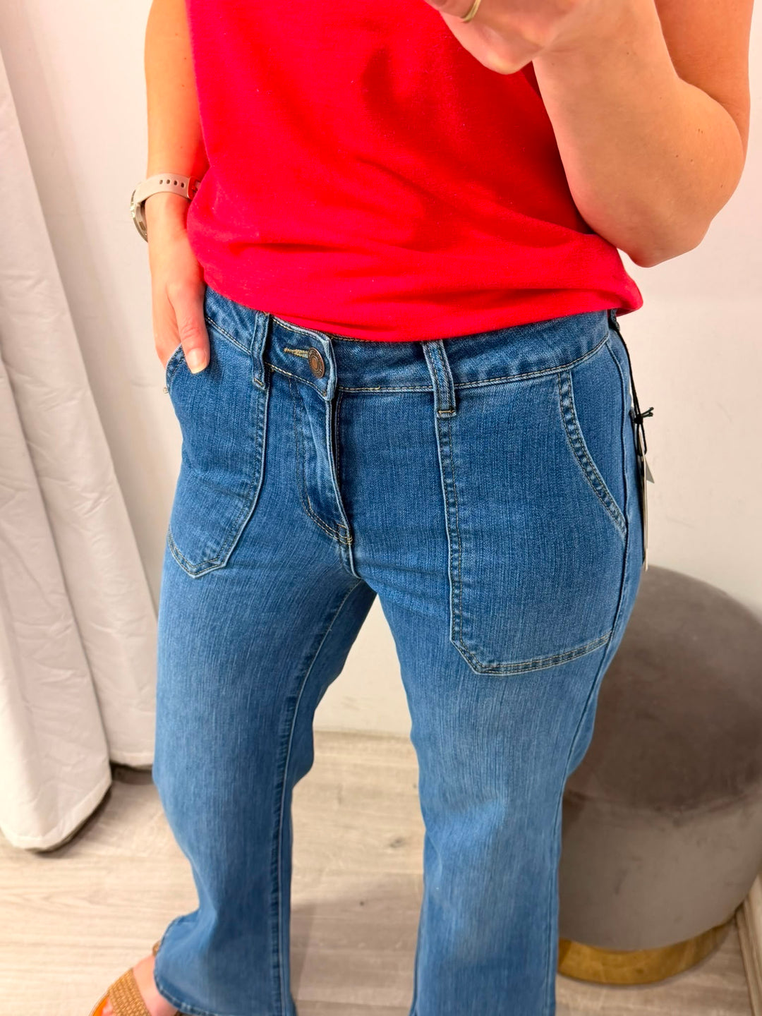 Toxik Jodie Wide Leg Jeans - Mid Blue Wash