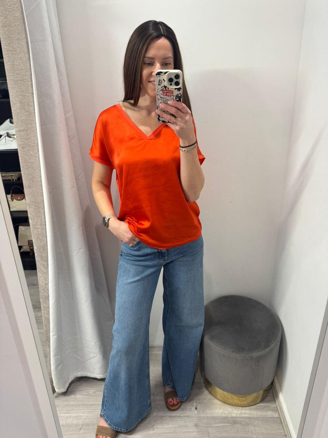 Selita V-neck T-Shirt - Fiesta Orange