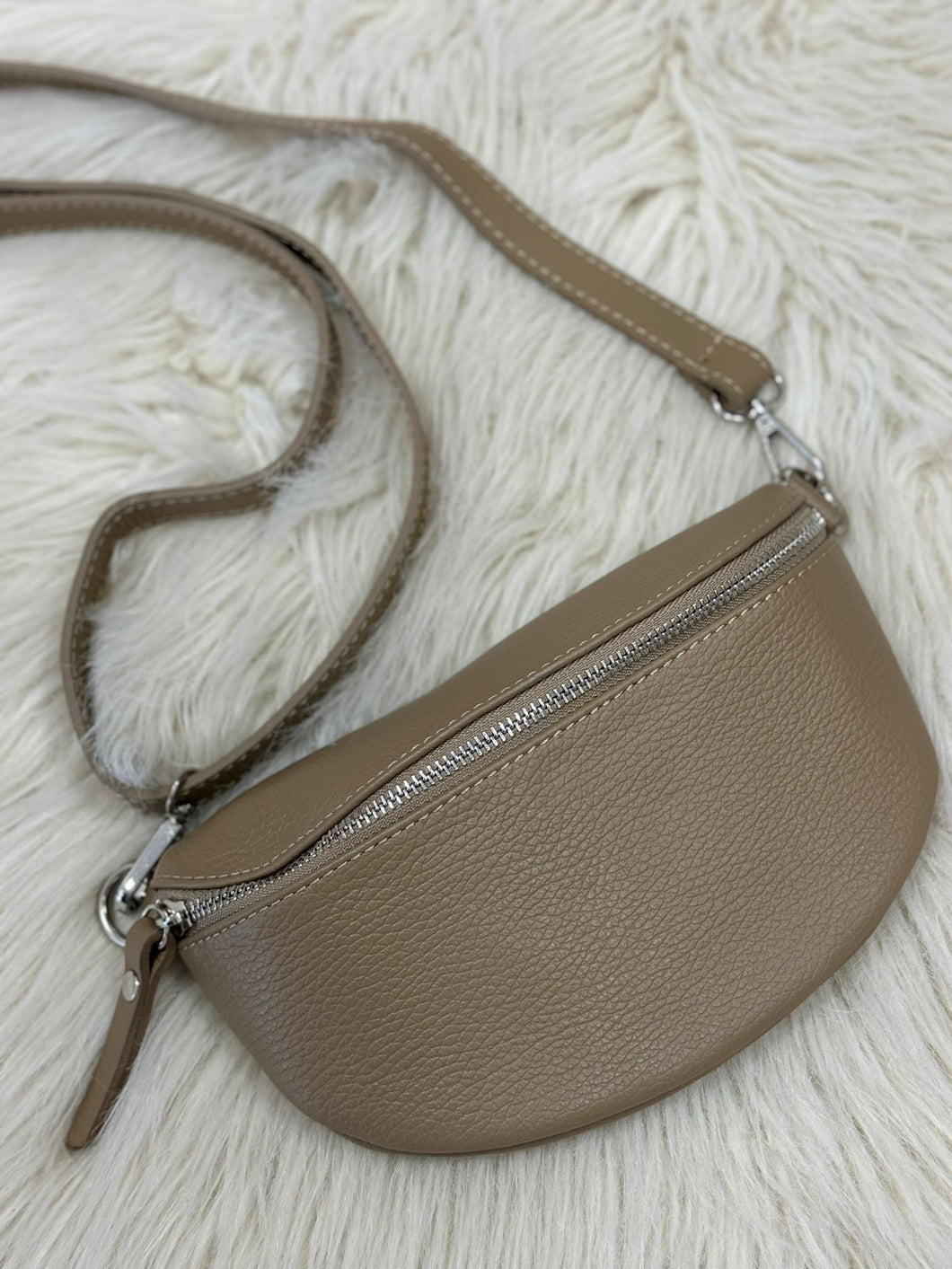 Leather Bum Bag - Taupe