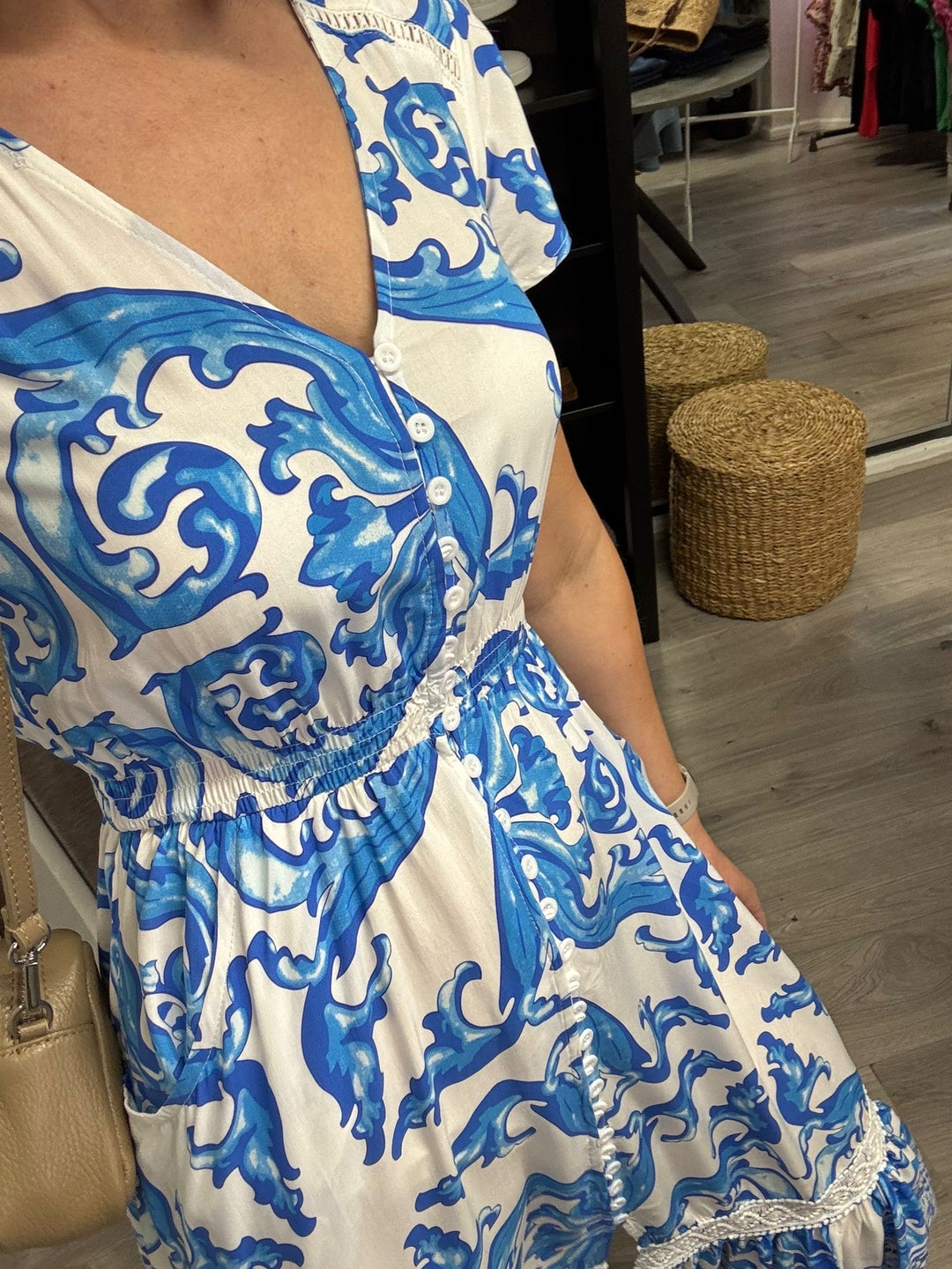 Ciara Midi Dress - Blue Floral