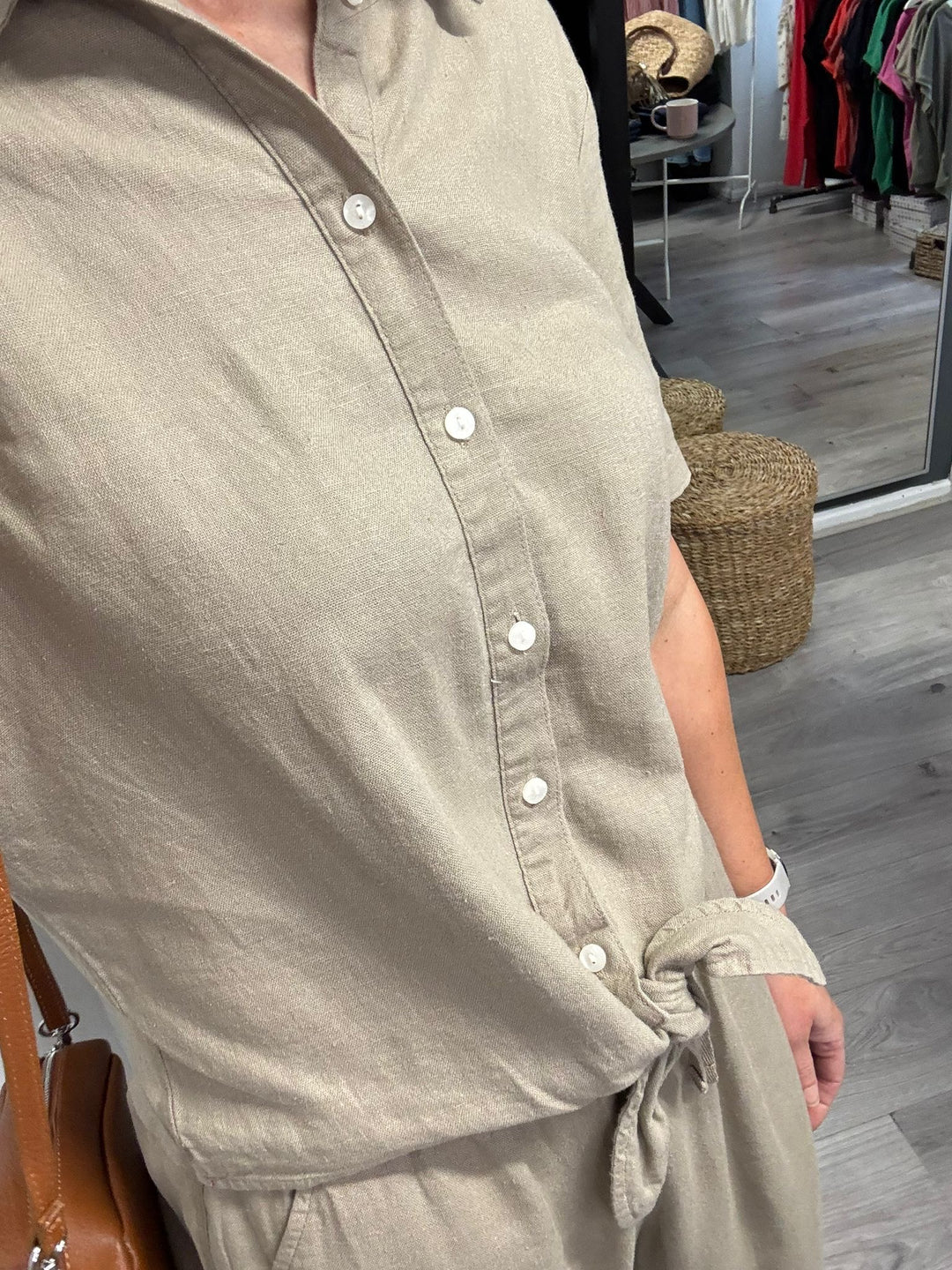 Linno Tie Shirt - Timber Wolf