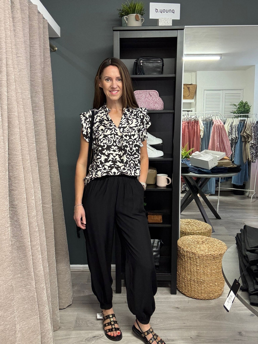Brianne Blouse - Black Print