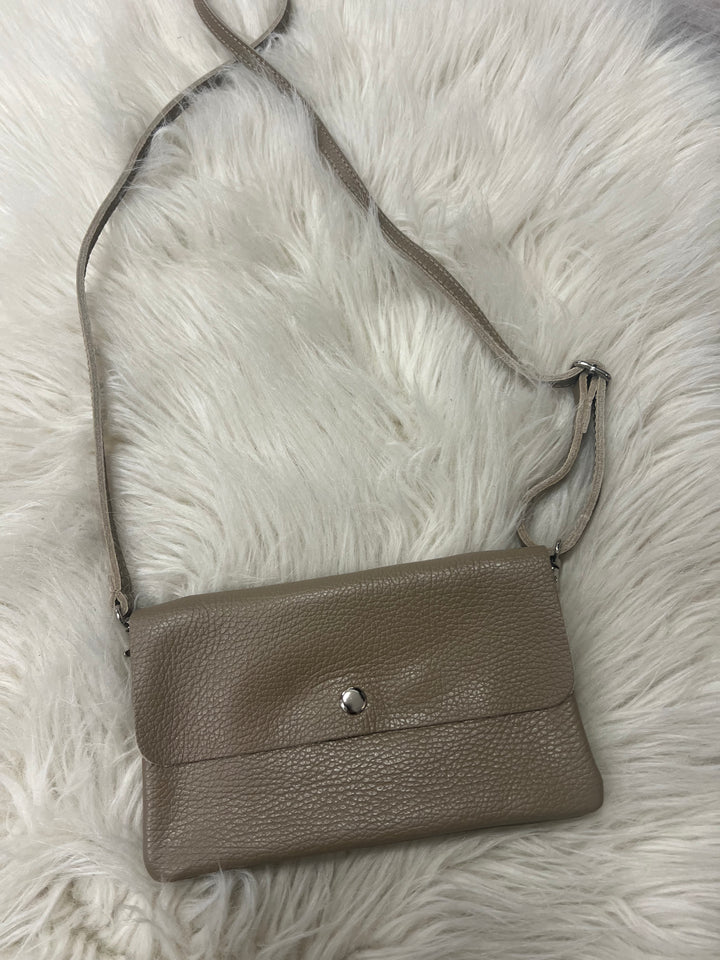 Luna Leather Crossbody Bag - Taupe