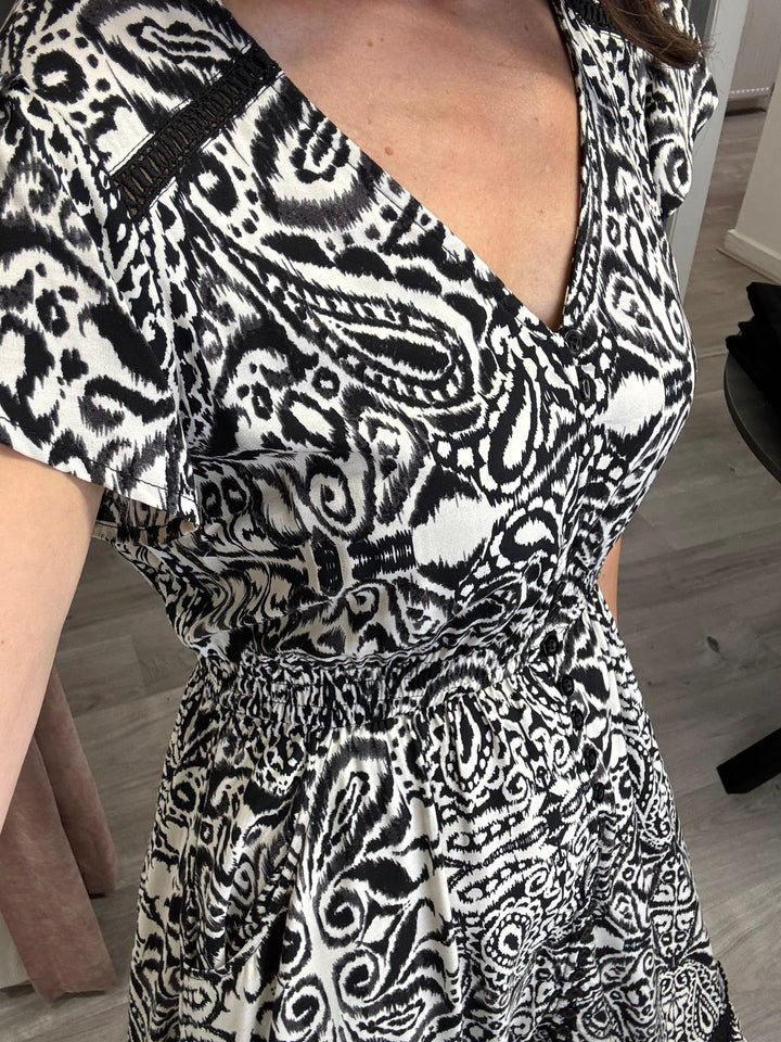 Ciara Midi Dress - Paisley Noir