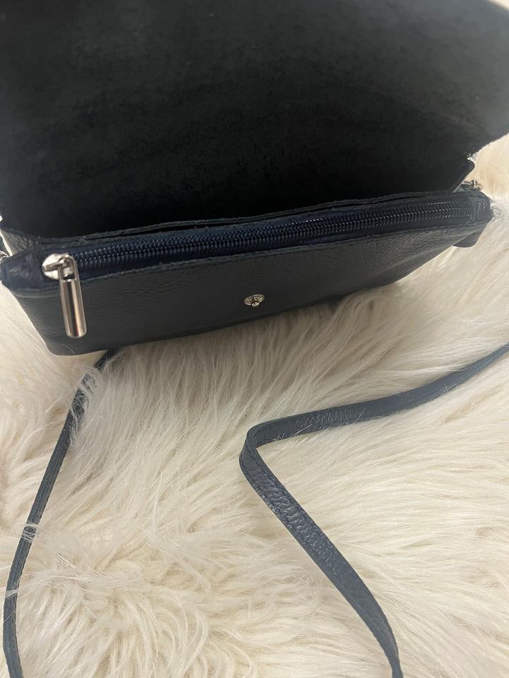 Luna Leather Crossbody Bag - Navy