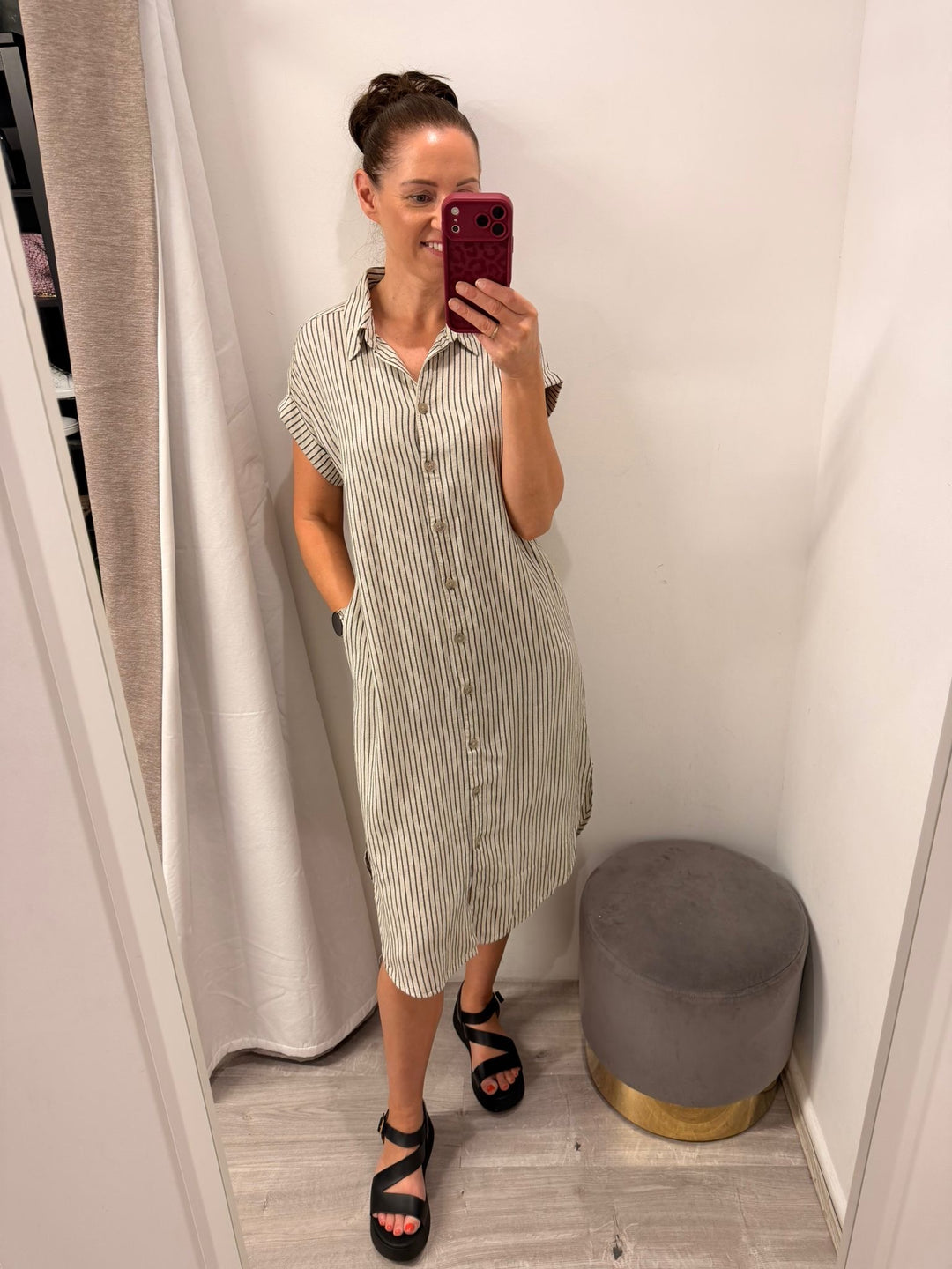 Falakka Shirt Dress - Black Stripe