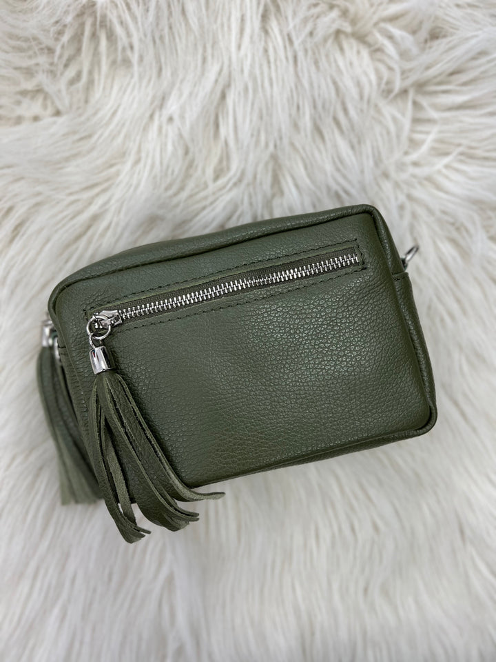 Leather Camera Bag - Khaki