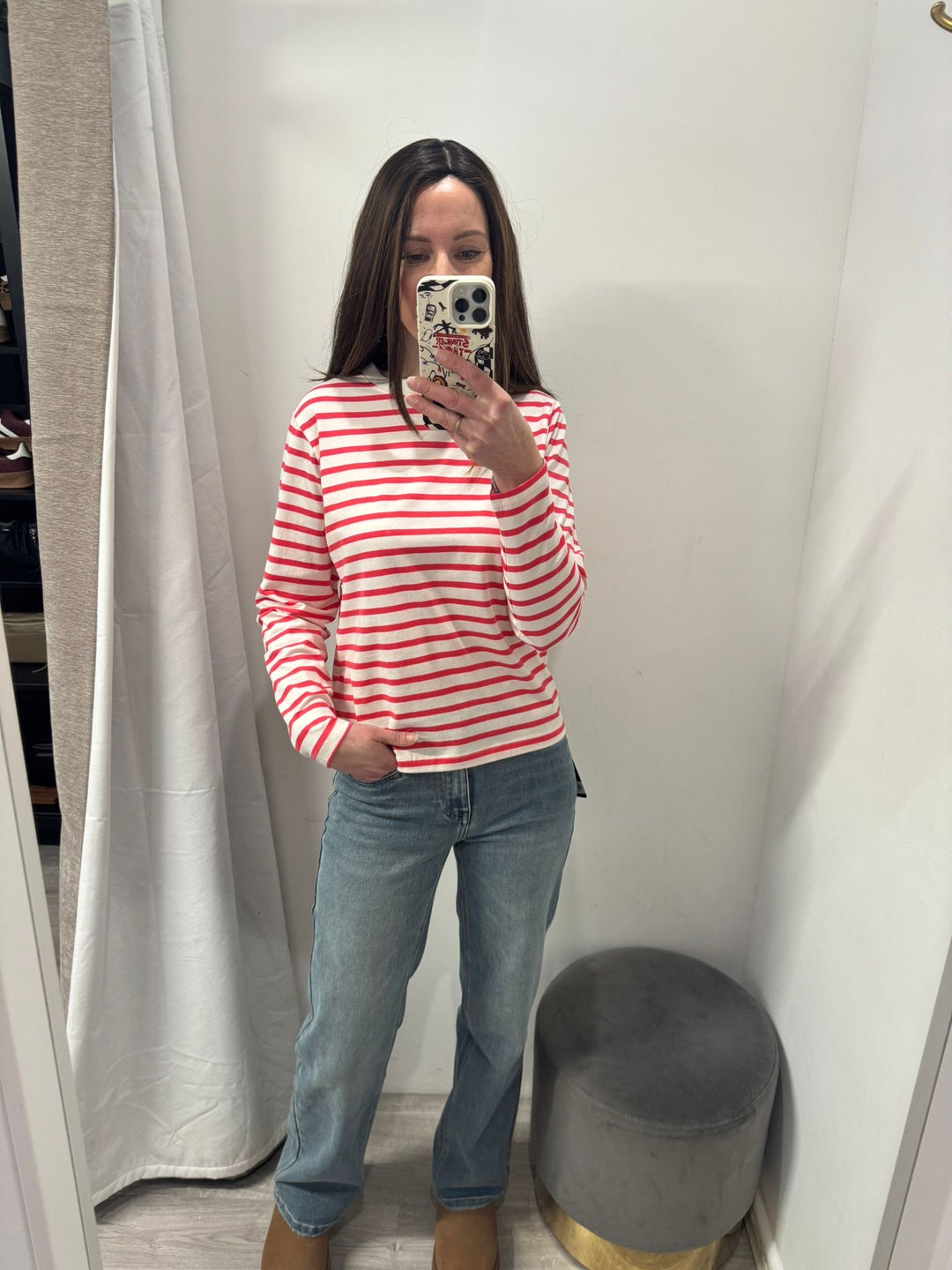 Mira Top - Teaberry Stripe