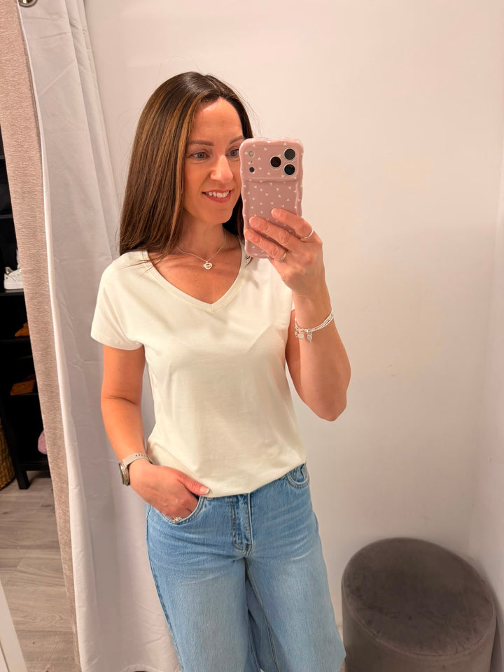 Pamila V Neck T-shirt - Off White