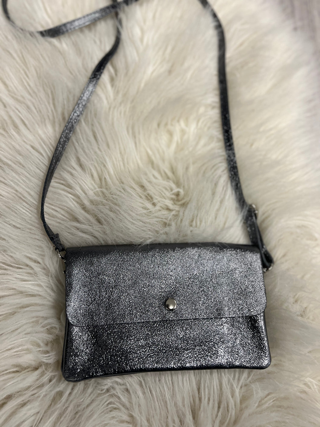 Luna Leather Crossbody Bag - Pewter