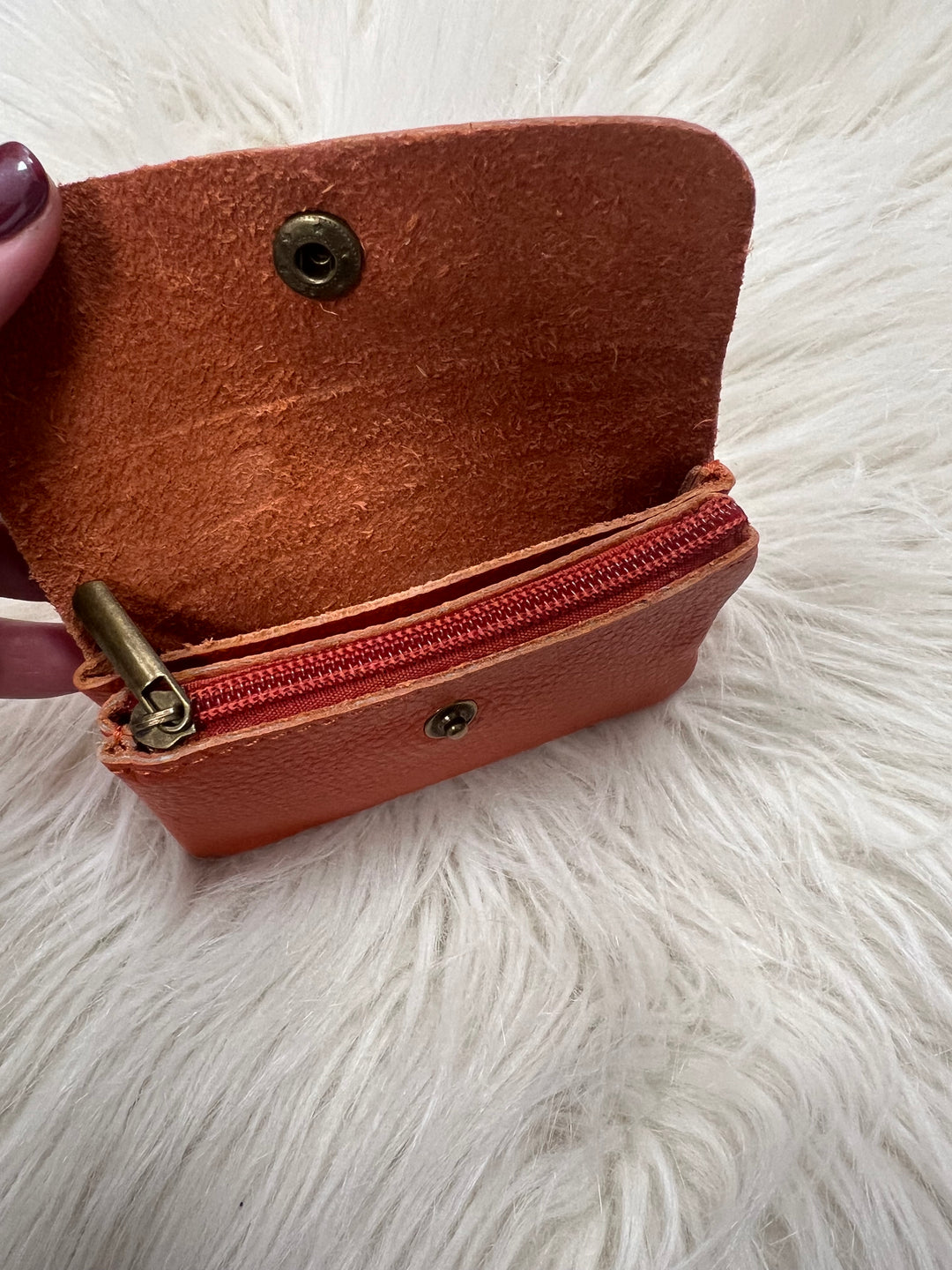 Leather Coin Purse - Dark Orange