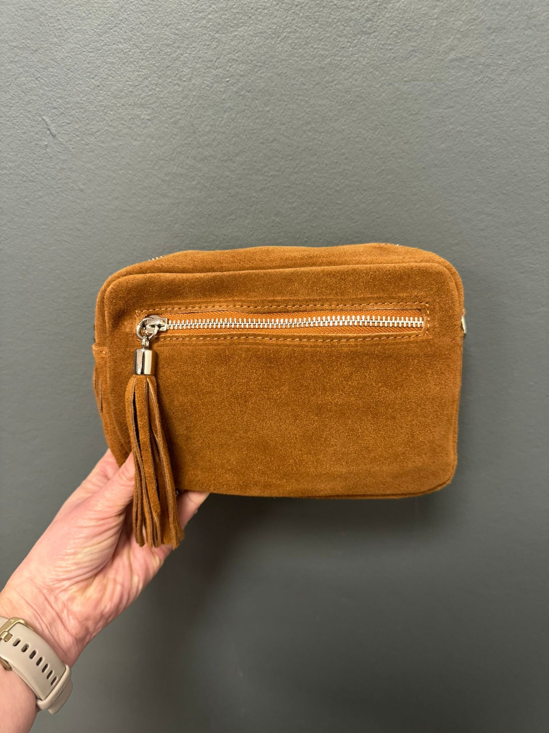 Suede Camera Bag - Tan