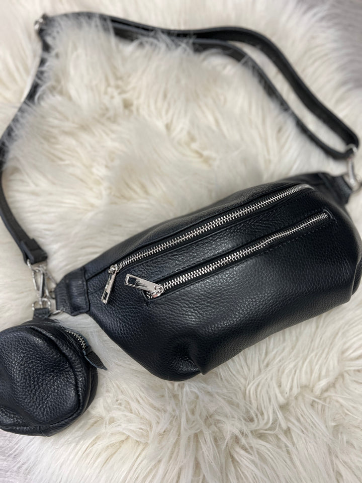 Mae Leather Crossbody Bag - Black