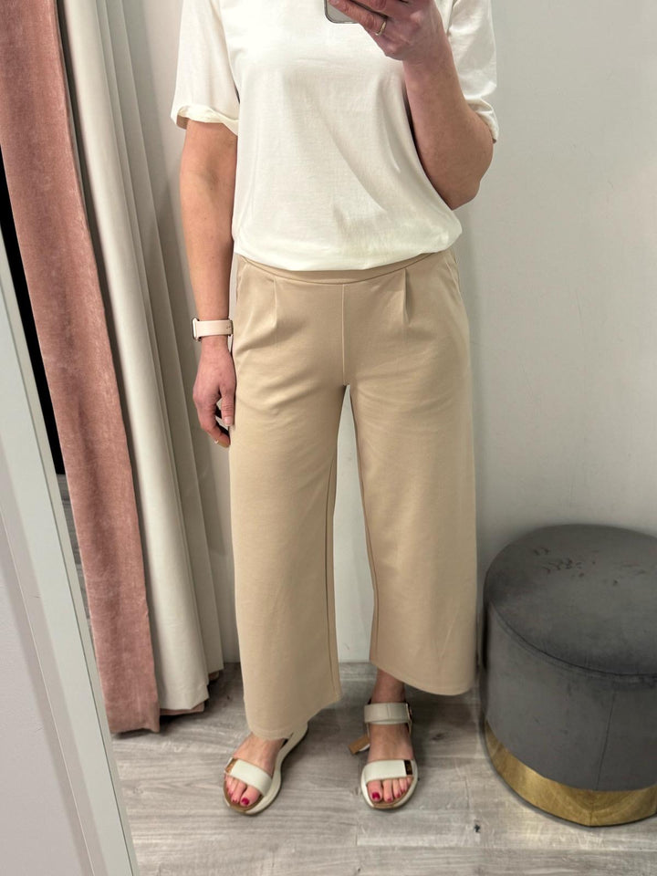 Kate Cropped Wide Leg Pants - Doeskin