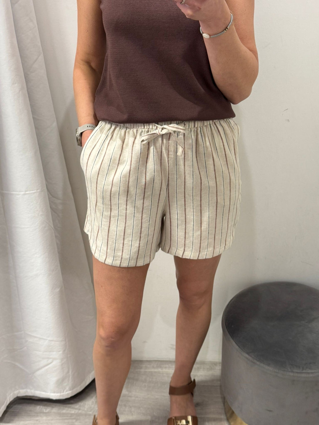 Linno Shorts - Brown Stripe