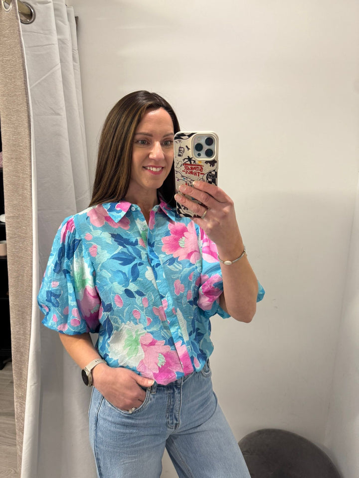 Elena Blouse - Blue Floral