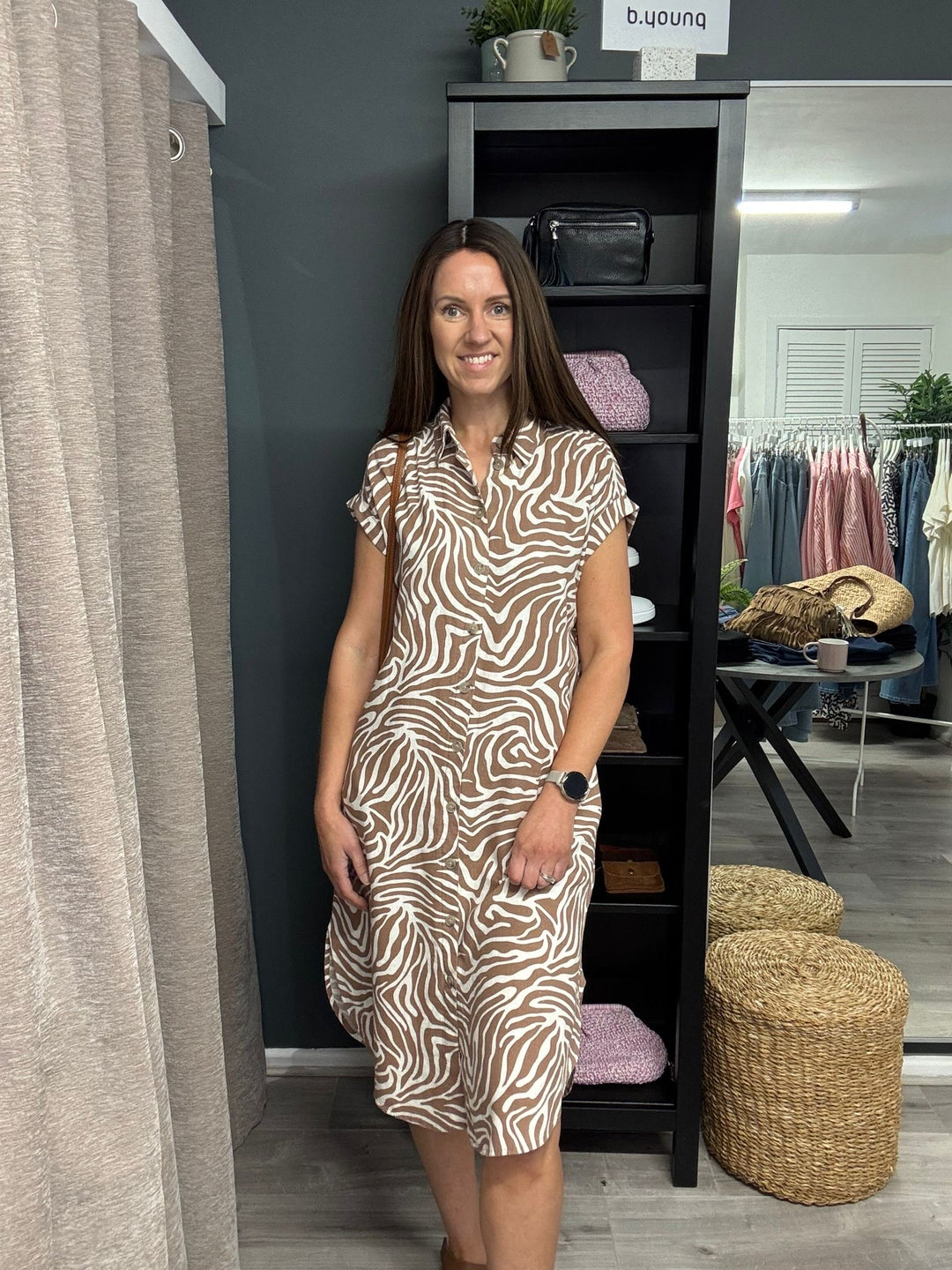 Falakka Shirt Dress - Animal Brown