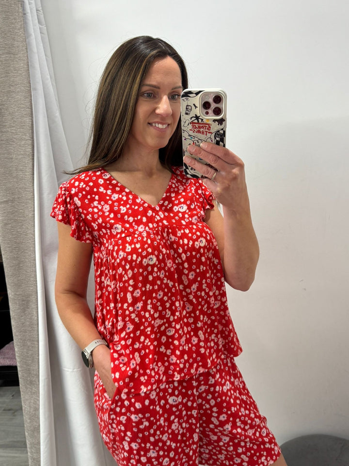 Marrakech Smock Top - Red Flower