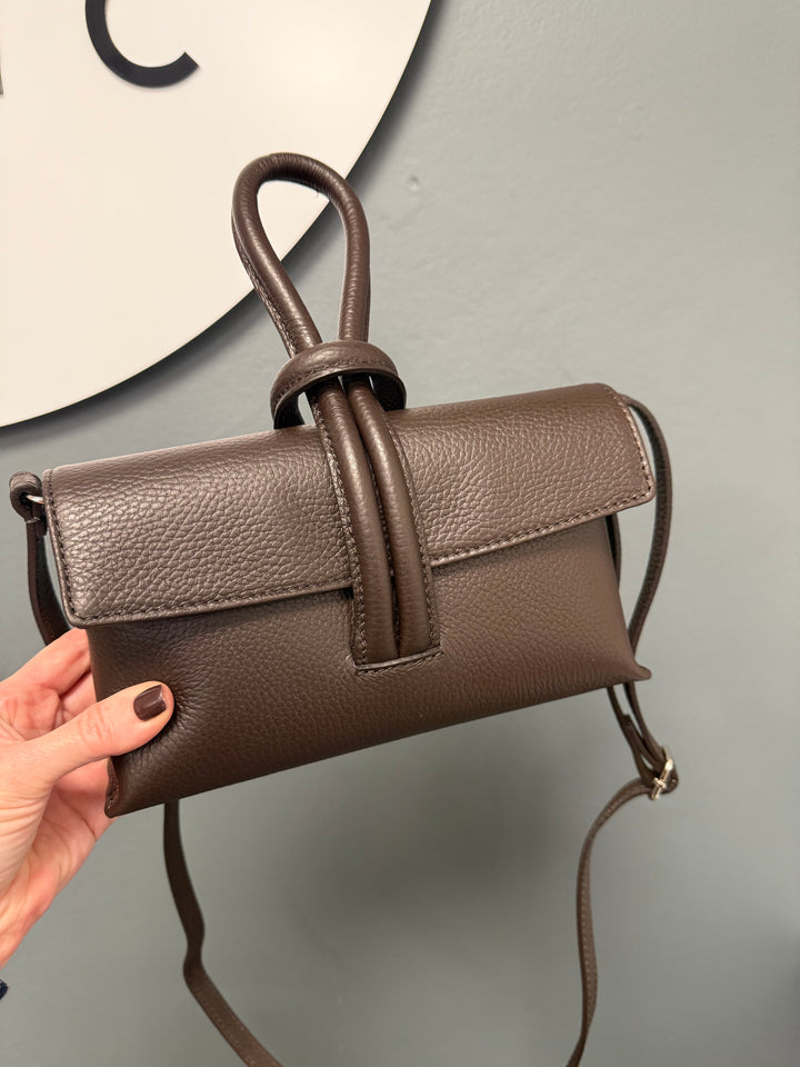 Betty Leather Loop Handle Bag - Chocolate