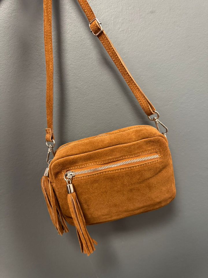 Suede Camera Bag - Tan
