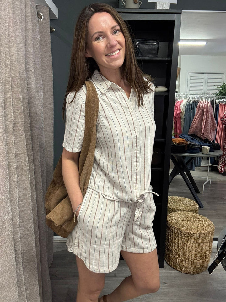Linno Shorts - Brown Stripe