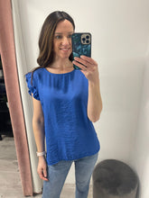 Load image into Gallery viewer, Frill Sleeve Blouse - Cobalt Blue
