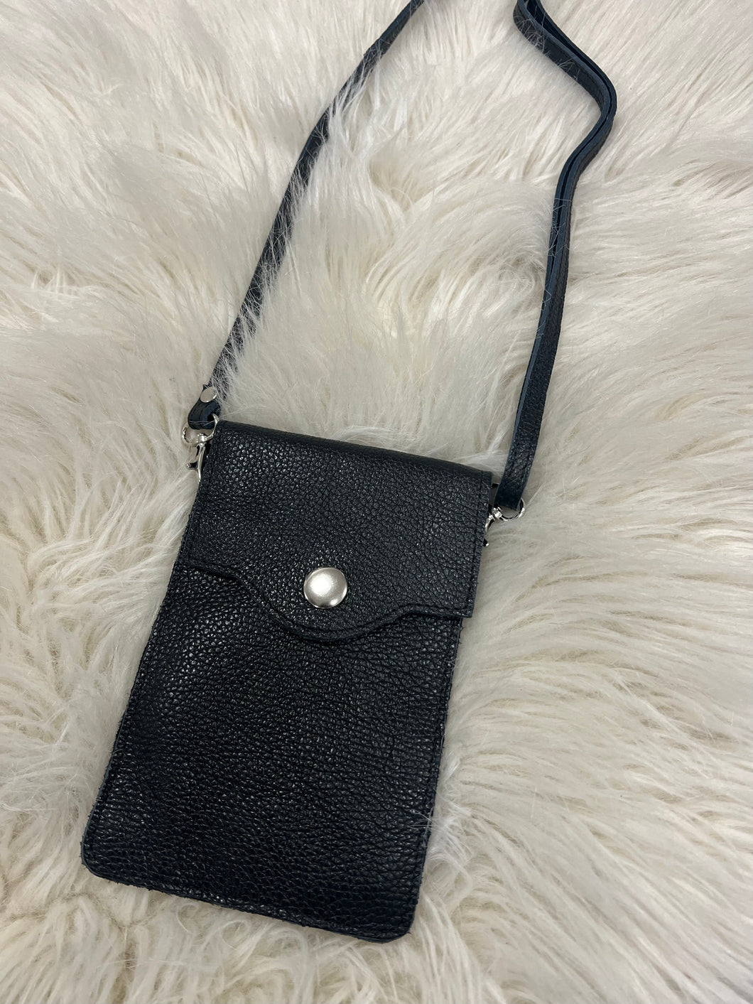 Zara Leather Phone Pouch Bag - Black